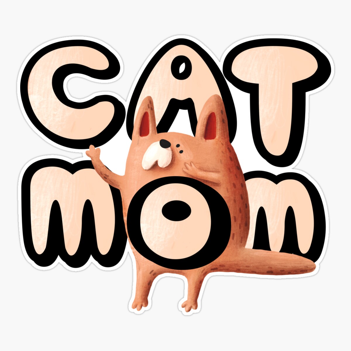 Maneki Cat Mom O Red Cat Sticker, Phone Decal Water Bottle Stickers Car ...