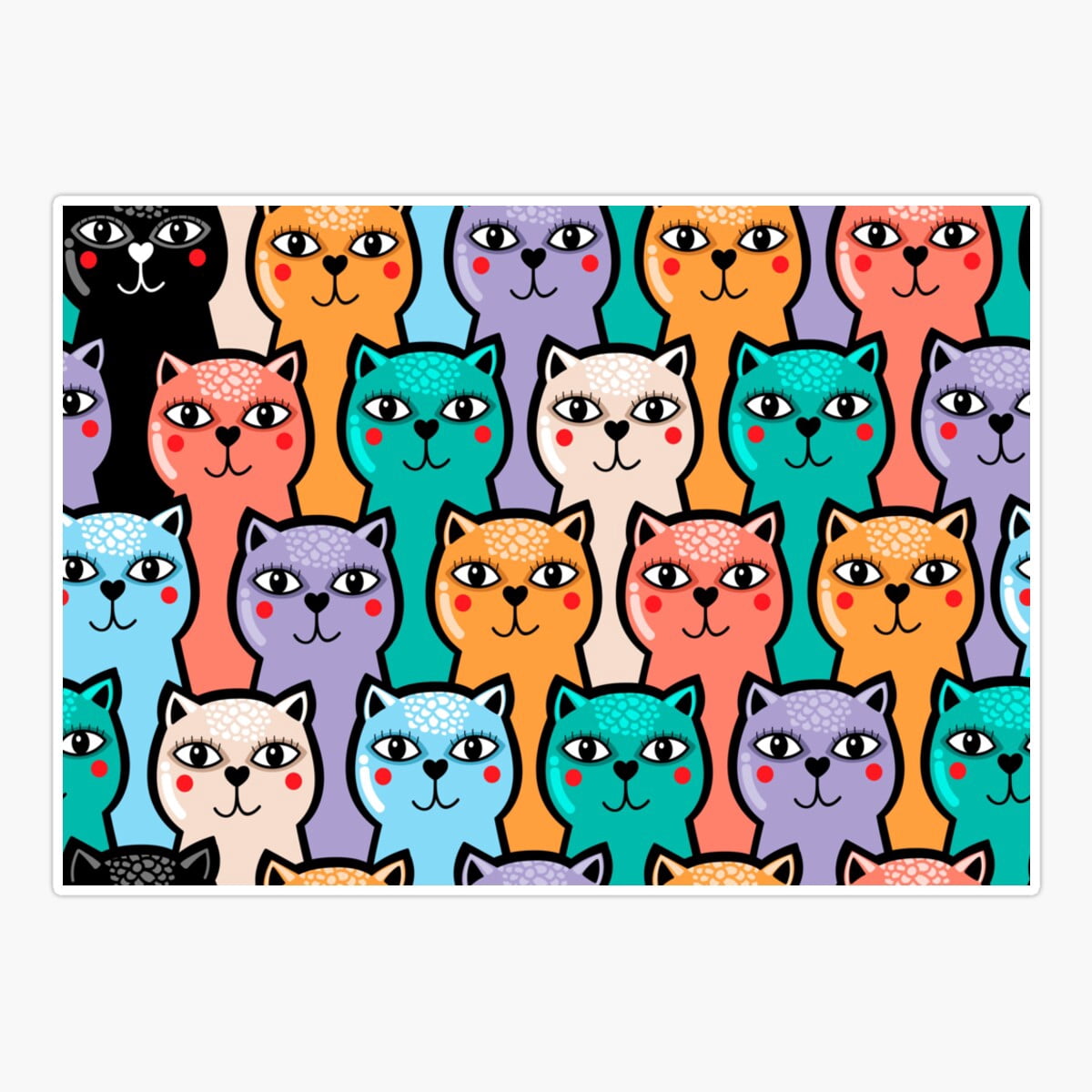 Maneki Colorul Cat Pattern Sticker, Phone Decal Water Bottle Stickers ...