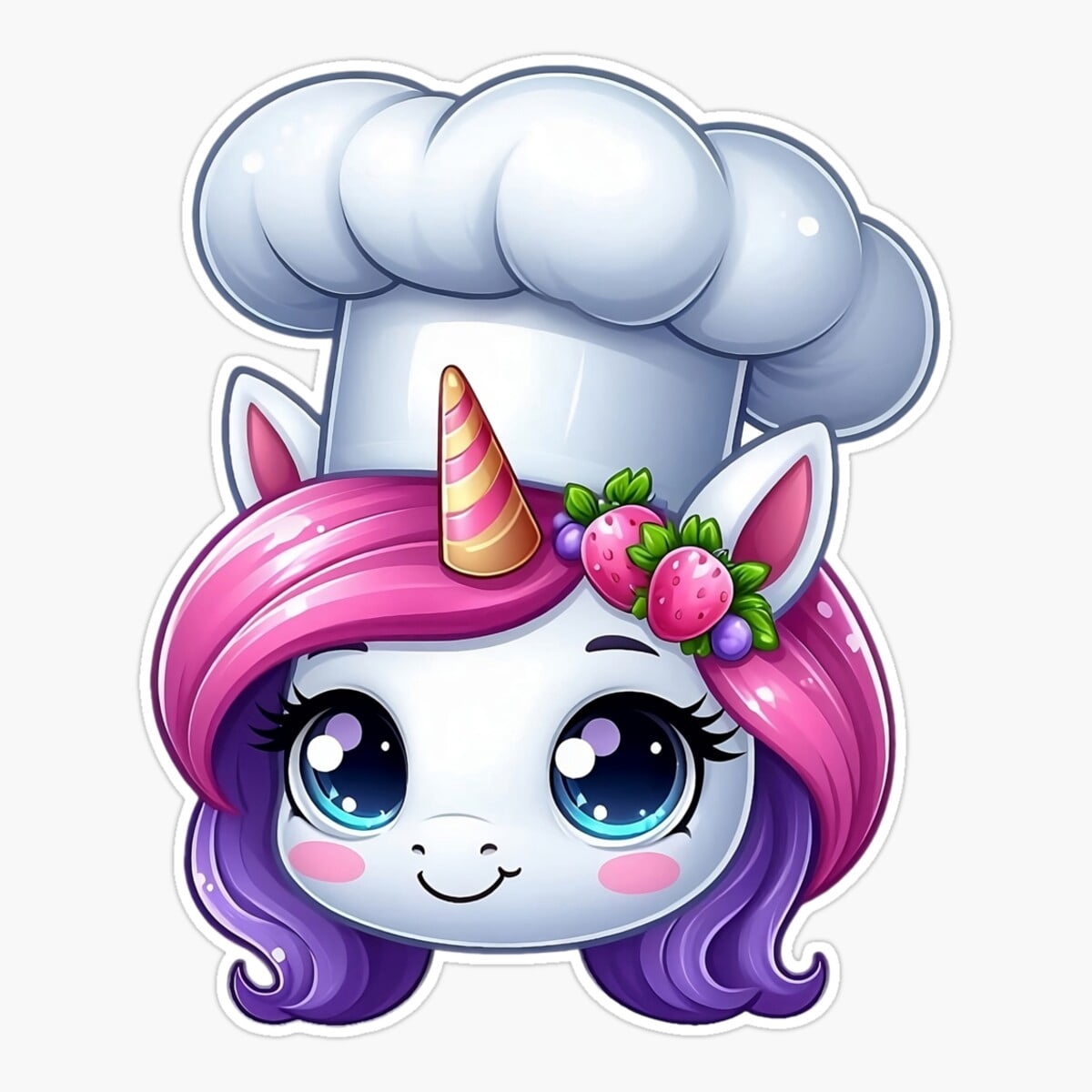 Che Sticker Maneki Cute Che Cooking Unicorn With Che Hat Sticker, Phone Decal Water ...