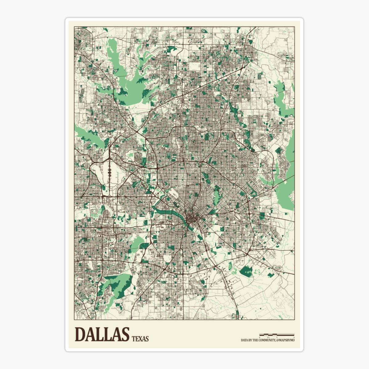 Maneki Dallas Street Map Sticker, Phone Decal Water Bottle Stickers Car ...