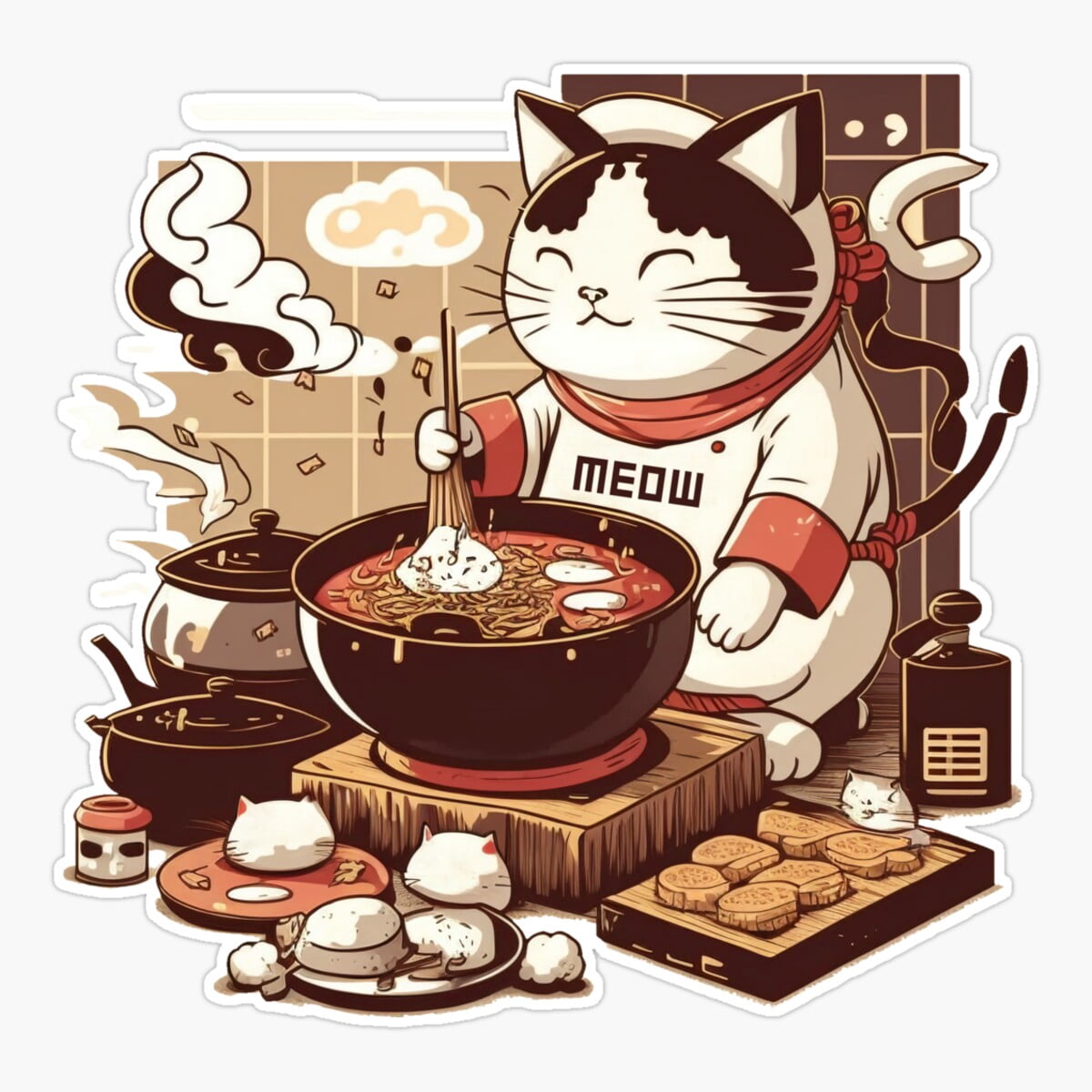 Maneki Dear Cat Pet Owner, Welcome Home, The Lunch Is Ready Sticker ...