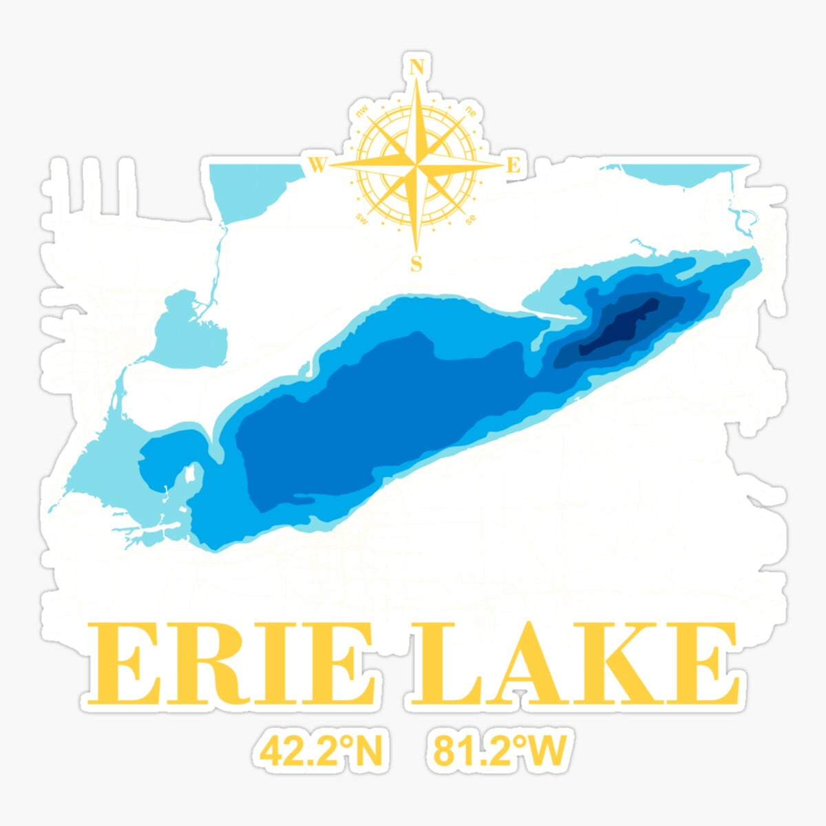 Maneki Erie Lake Layered Depth Sticker, Phone Decal Water Bottle ...