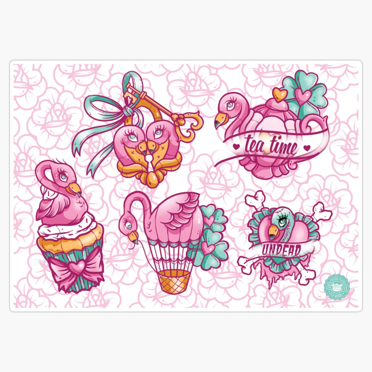 Maneki Flamingo Flash Sheet Cute Traditional Tattoo Flash Er, Phone ...