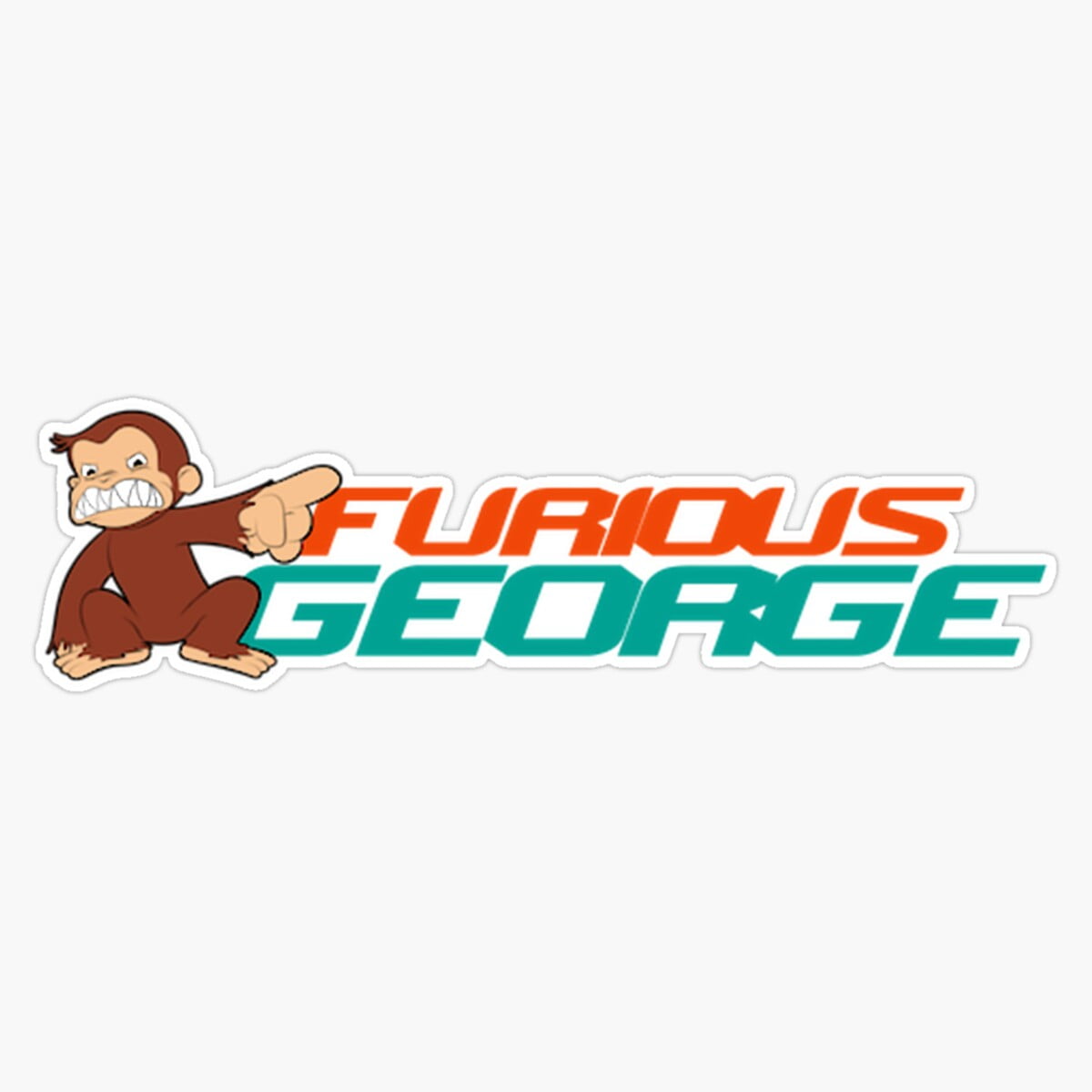 Maneki Furious George Text Logo Er, Phone Decal Water Bottle Stickers ...