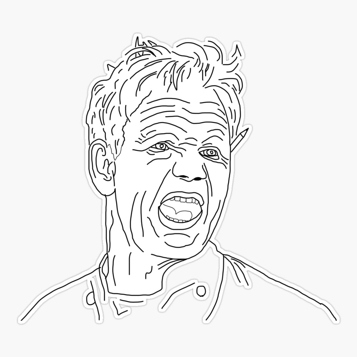 Maneki Gordon Ramsay Line Art Sticker, Phone Decal Water Bottle ...
