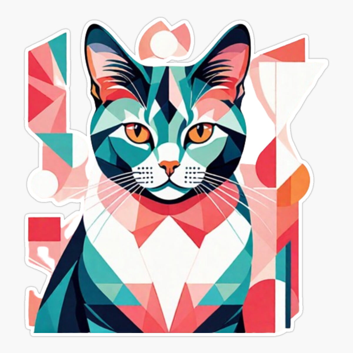 Maneki Graphical Cat Illustration Sticker, Phone Decal Water Bottle ...
