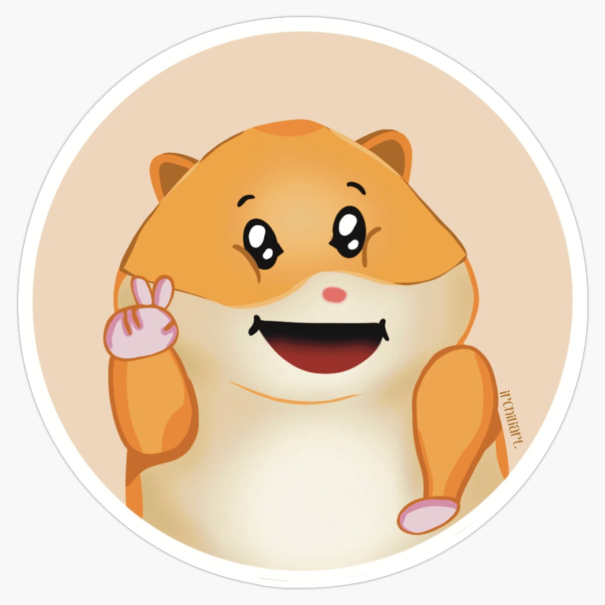 Maneki Happy Hamster With Peace Sign Er, Phone Decal Water Bottle ...