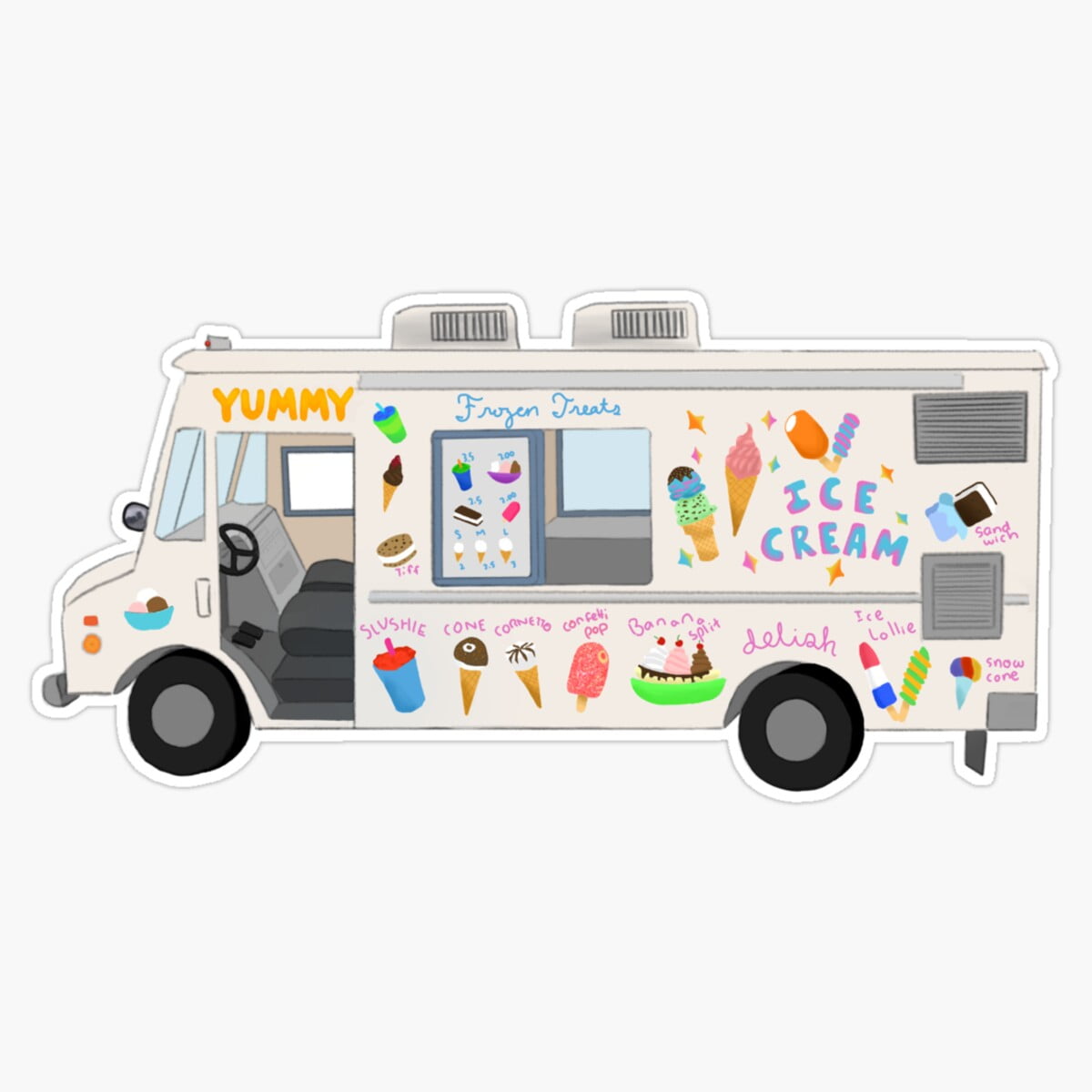 Maneki Ice Cream Truck Digital Art Er, Phone Decal Water Bottle ...