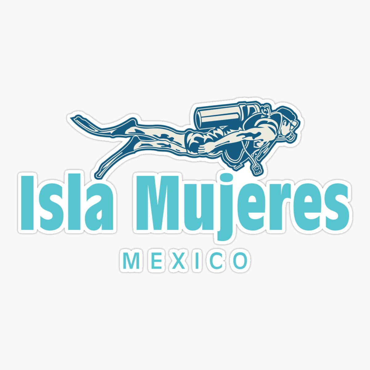 Maneki Isla Mujeres Mexico Diving Design Sticker, Phone Decal Water ...