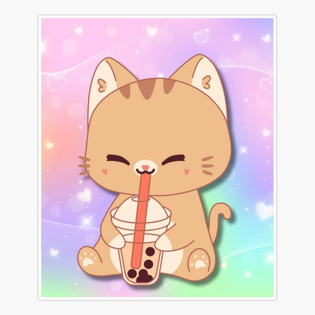 Maneki Kawaii Cat Boba Tea Er Er, Phone Decal Water Bottle Stickers Car Decals, Funny Birthday Gift