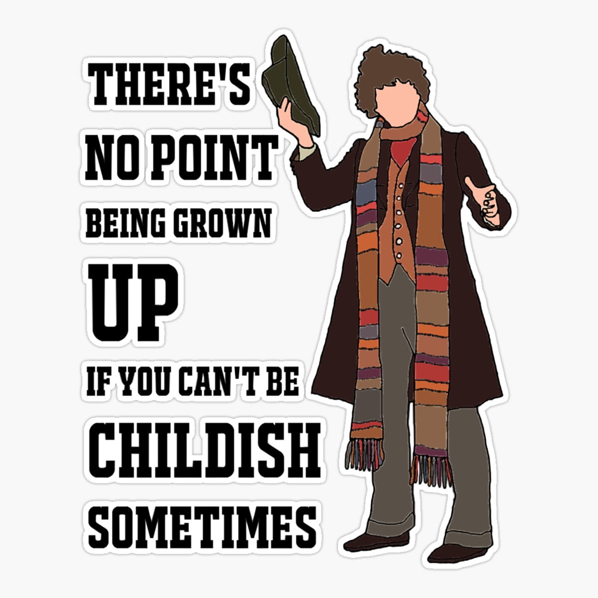 Tom Baker Sticker Maneki Mens Womens Doctor Tom Movie Baker Funny Men Fan Er, Phone Decal ...