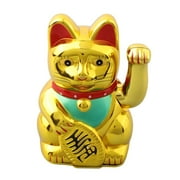 Maneki Neko Lucky Cat,Fengshui Cat- Waving Arm Battery Operated for Fortune Money and Good Luck (5")