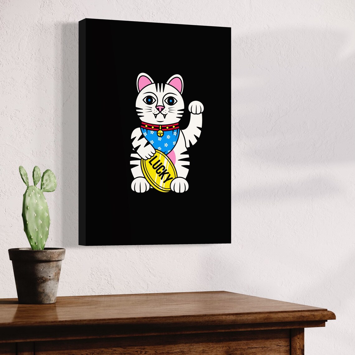 Maneki Neko Print Poster Lucky Cat Pop Art, Japanese Wall Decor, Size ...