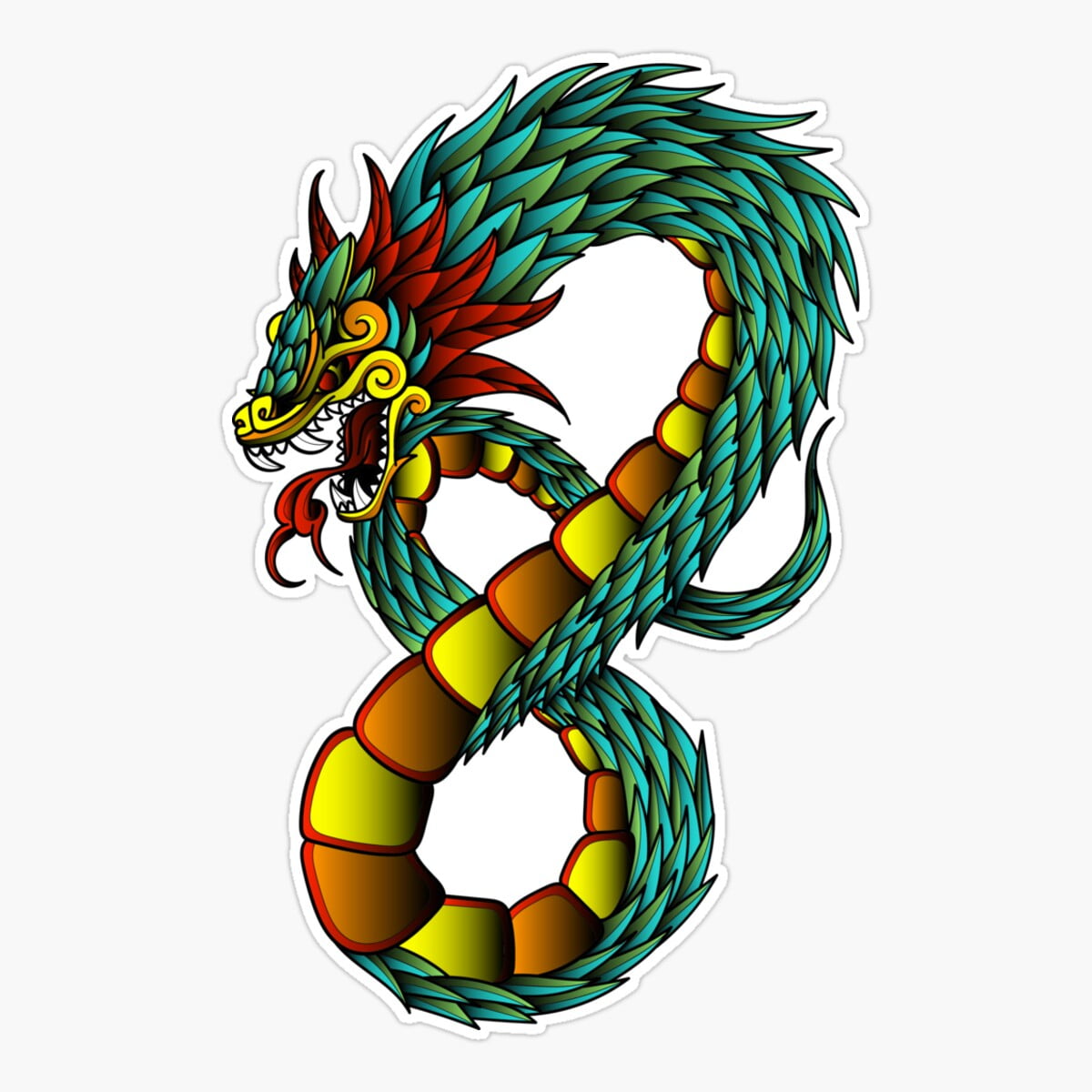 Maneki Quetzalcoatl God Aztec Strong Sticker, Phone Decal Water Bottle ...