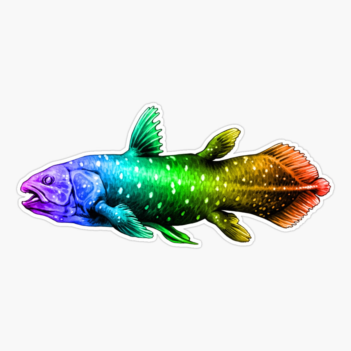 Maneki Rainbow Coelacanth Fish Sticker, Phone Decal Water Bottle ...