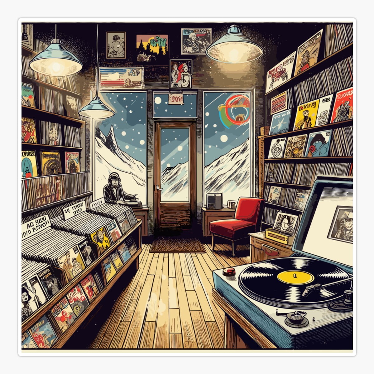 Maneki Record Shop Sticker, Phone Decal Water Bottle Stickers Car ...