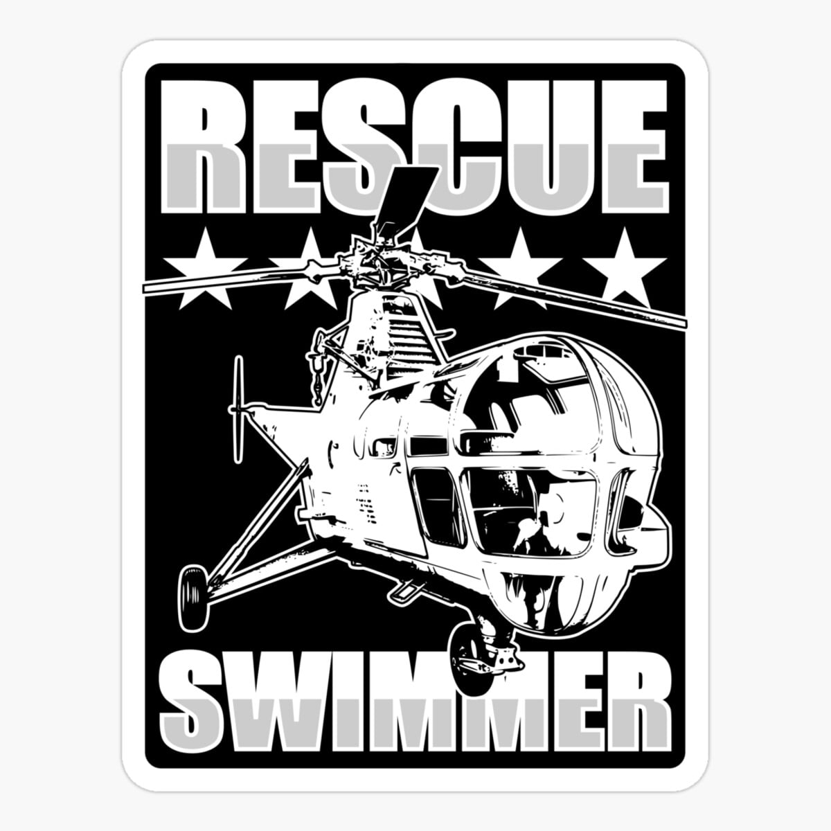 Water Rescue Sticker Maneki Rescue Swimmer - H-5 Er, Phone Decal Water Bottle Stickers Car ...