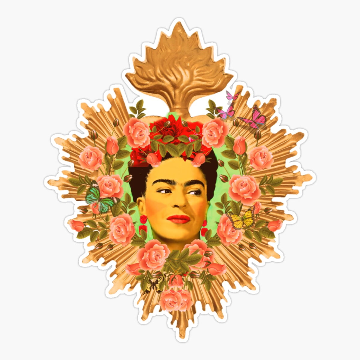 Maneki Rida Kahlo Heart Sticker, Phone Decal Water Bottle Stickers Car ...