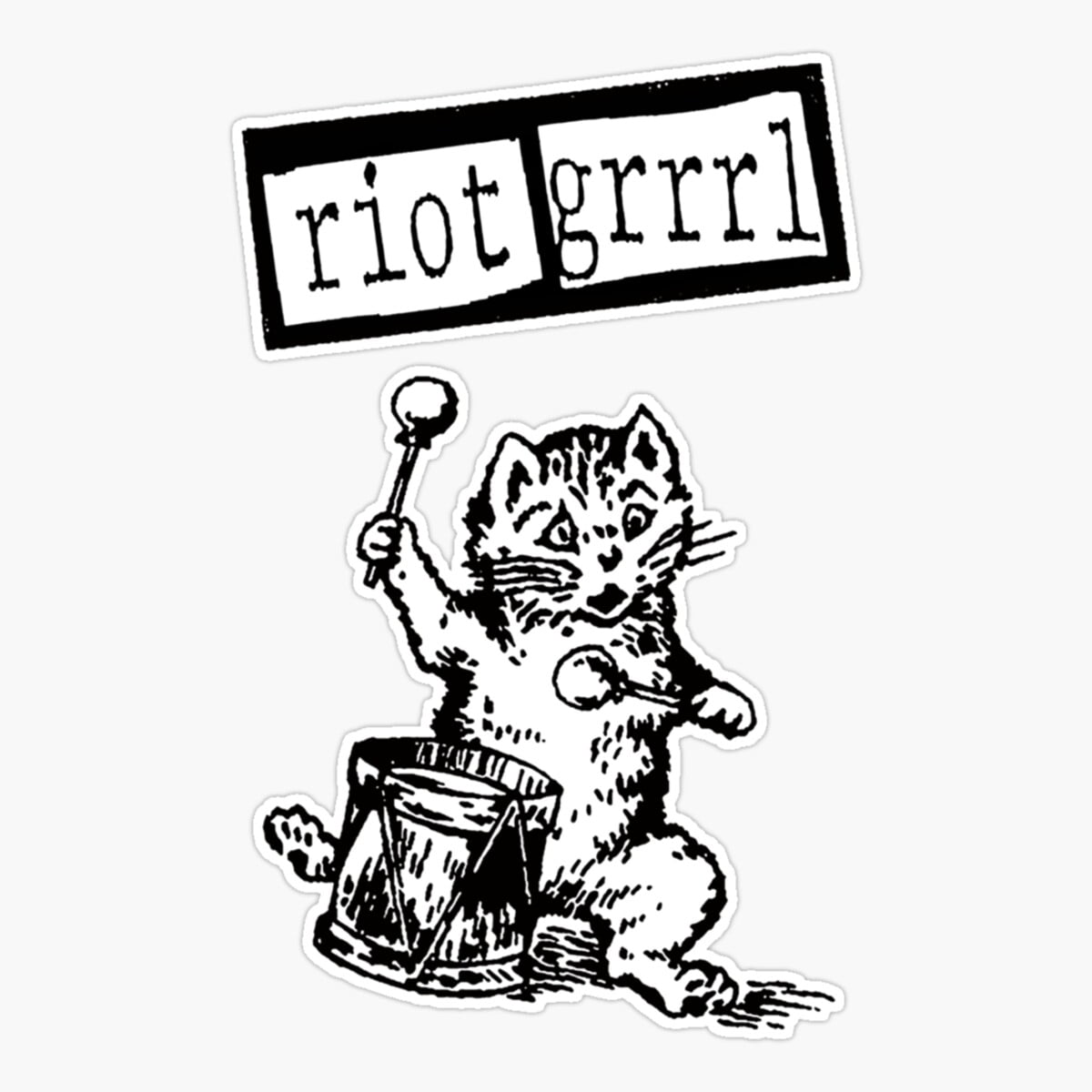 Maneki Riot Girl T Shirt Grrrl Power Sticker, Phone Decal Water Bottle ...