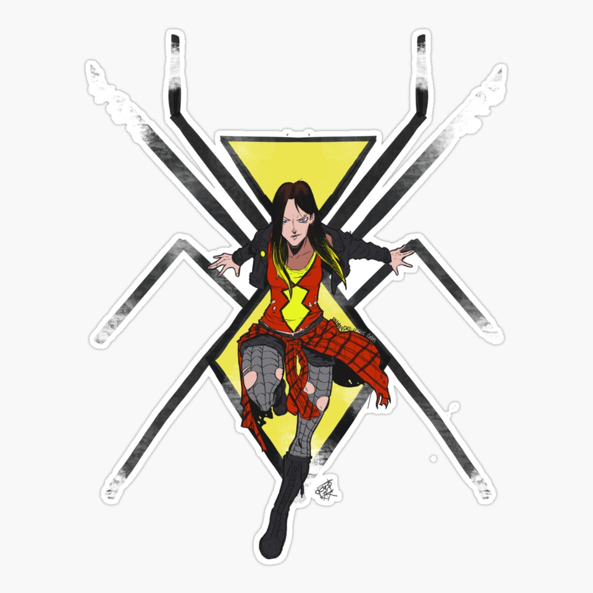 Maneki Riot Spider Jess Drew Sticker, Phone Decal Water Bottle Stickers ...