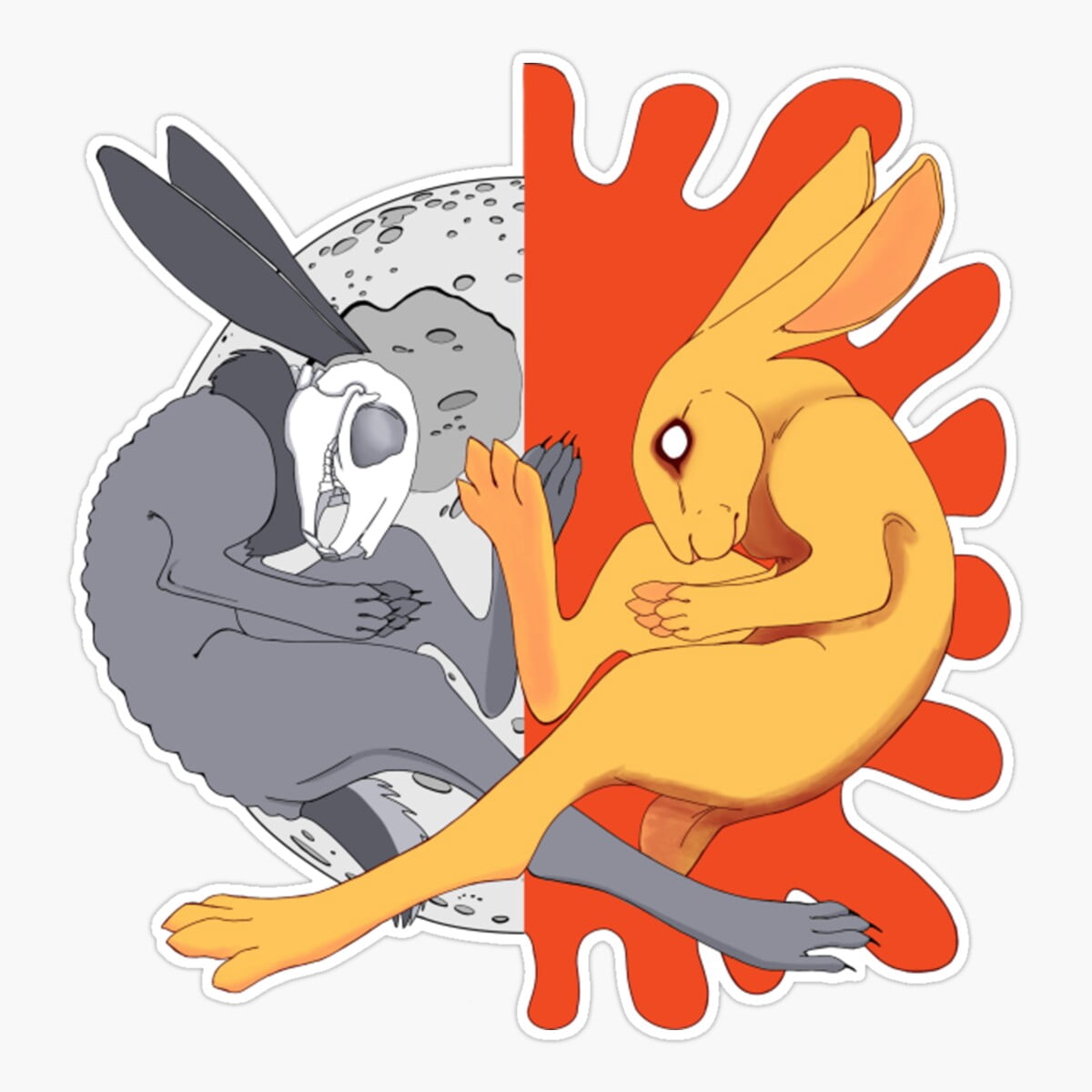 Inle Lake Sticker Maneki Rith And Black Rabbit O Inle Watership Down Dichotomy Design Er ...