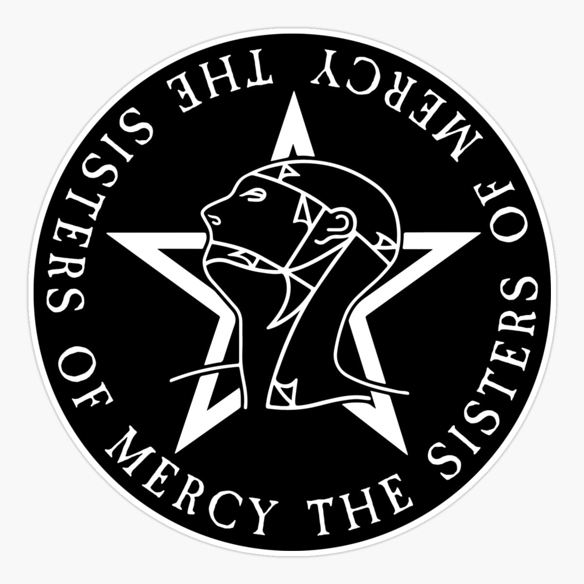 Maneki Round Text Logo - Goth - The Sisters Of Mercy Sticker, Phone ...