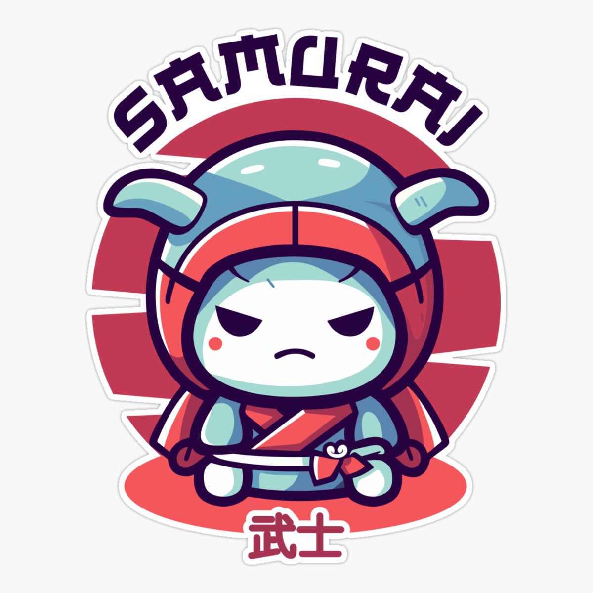 Maneki Samurai Legendary Warrior Sticker, Phone Decal Water Bottle ...