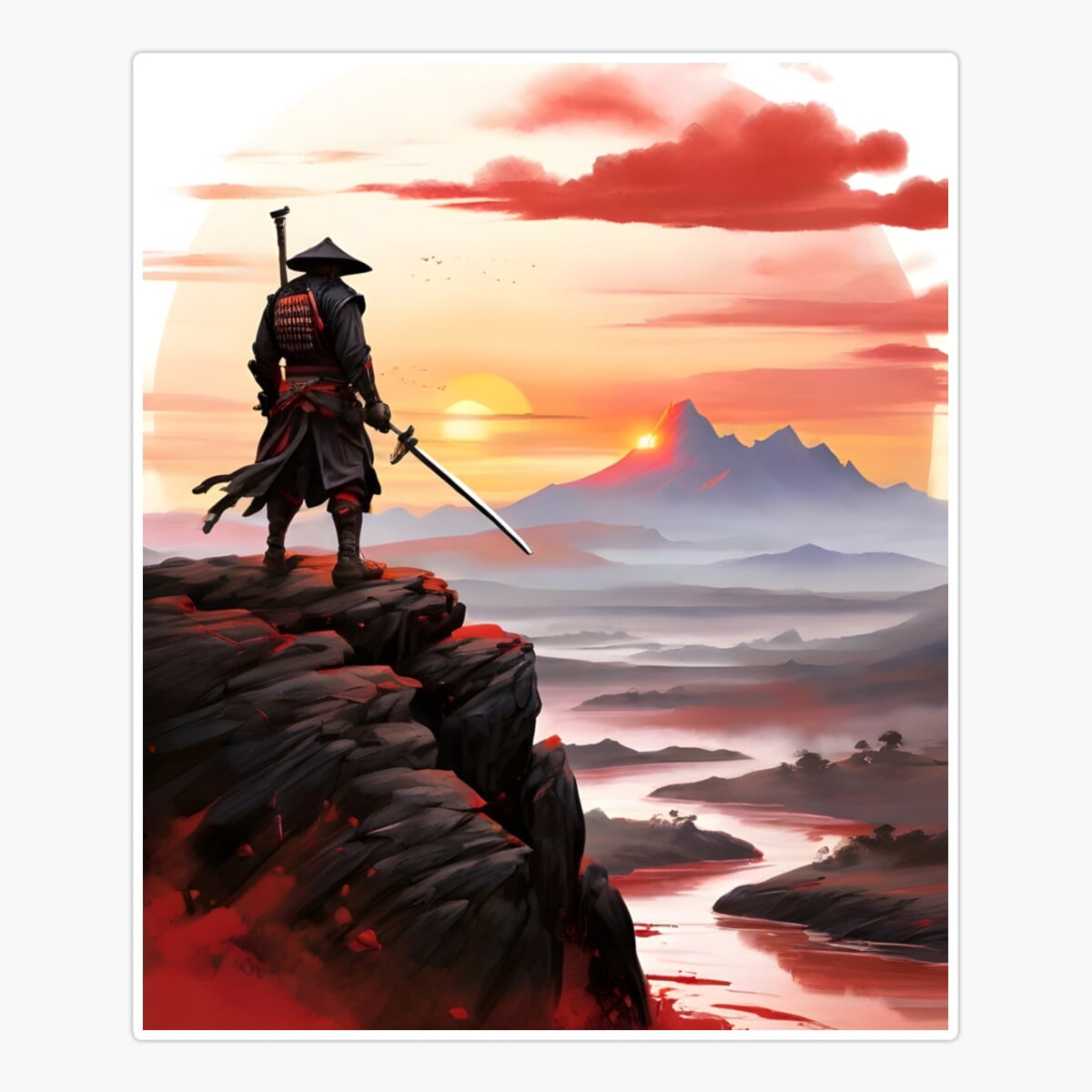 Maneki Samurai Sword Art: Japanese Culture Sticker, Phone Decal Water ...