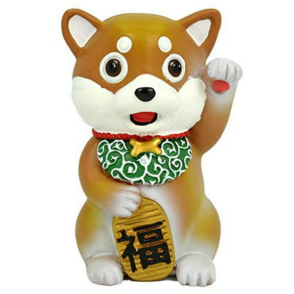 Maneki Shiba Inu Dog Figurine Japanese Statuette Good Luck Year of the Dog New