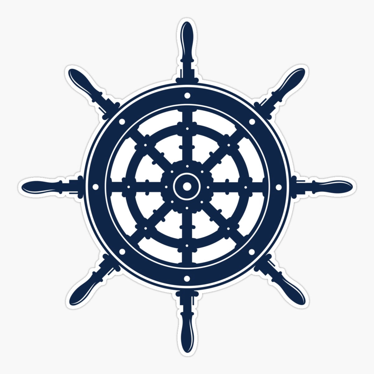 Maneki Ship Wheel Clipart ~ Ship Helm ~ Boat Wheel ~ Navy Blue Sticker ...