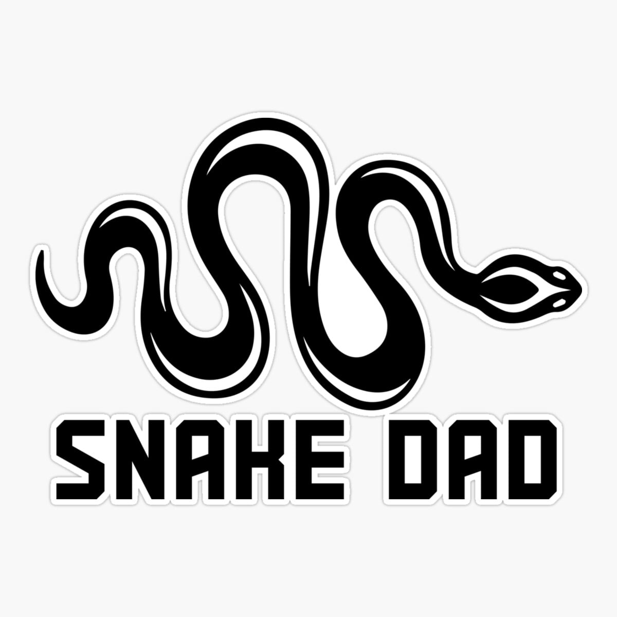 Snake Black Sticker Maneki Snake Dad Black And White Er, Phone Decal Water Bottle Stickers ...