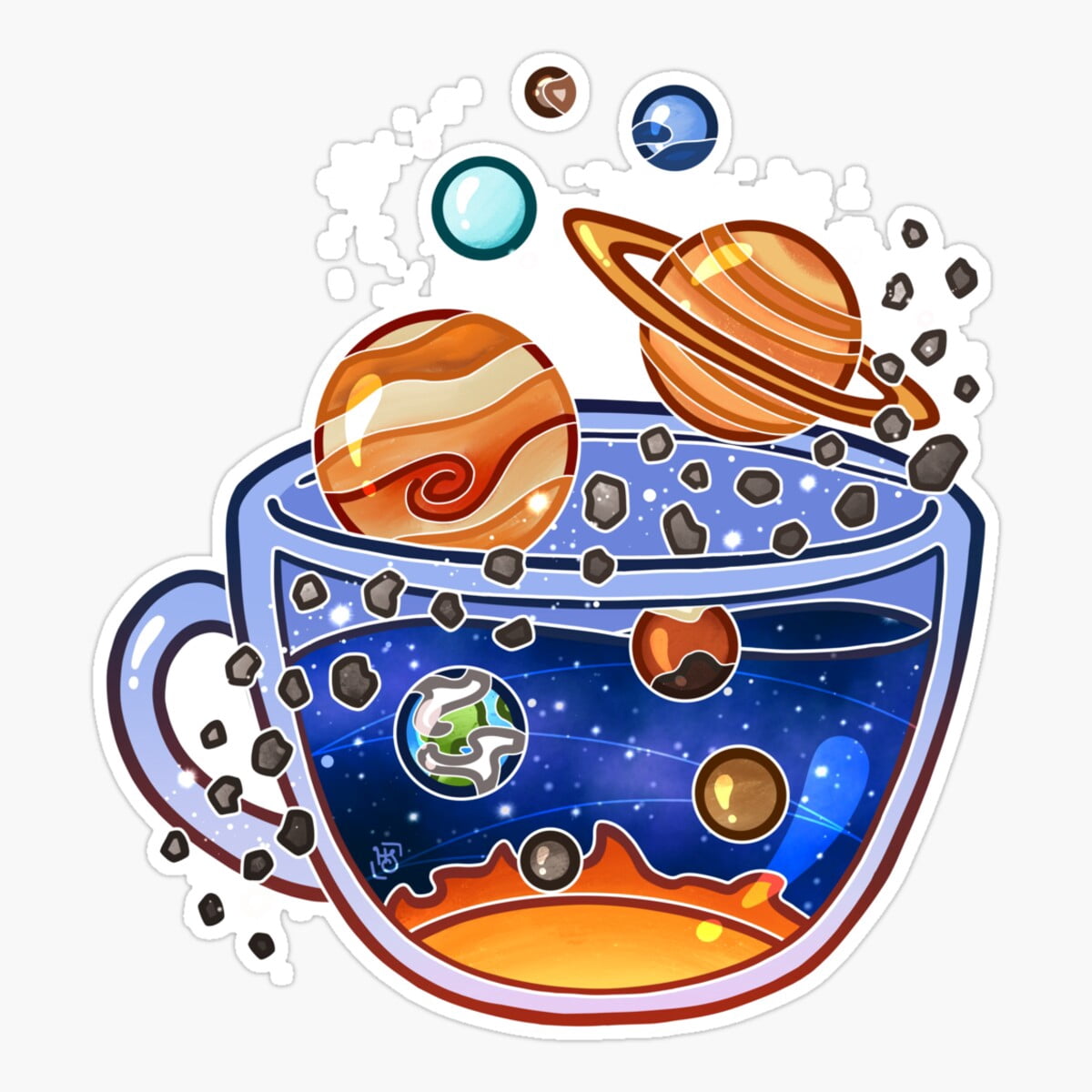 Sticker Car Solar Maneki Solar System Tea Sticker, Phone Decal Water Bottle Stickers Car ...