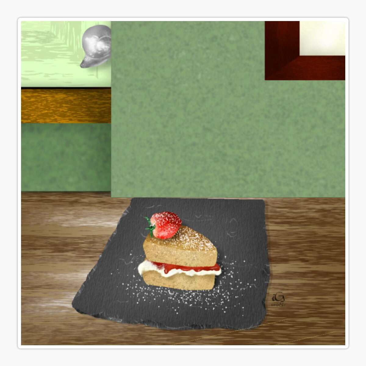 Maneki Sponge Cake Sticker, Phone Decal Water Bottle Stickers Car ...