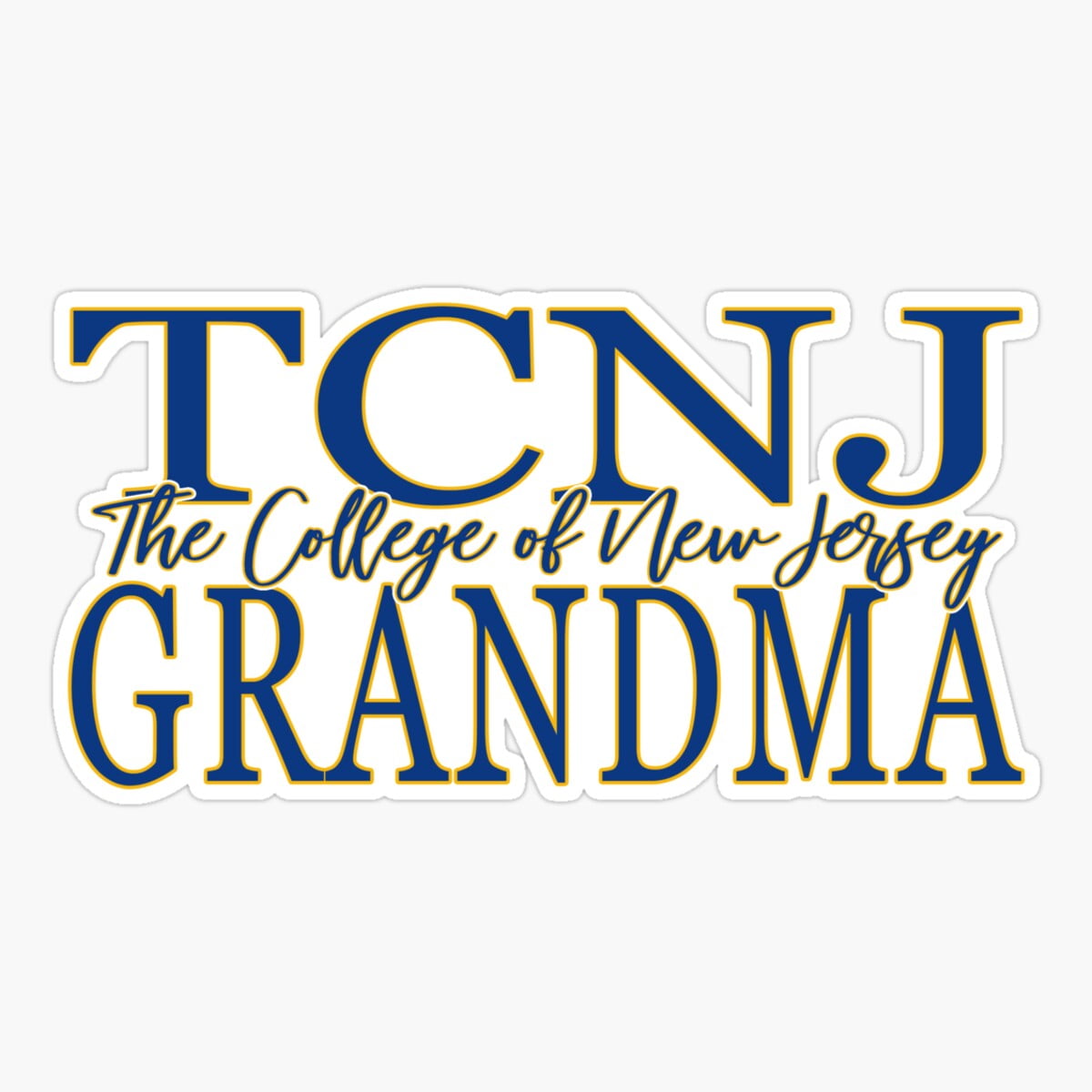 Maneki Tcnj The College Of New Jersey Grandma Logo Er, Phone Decal ...