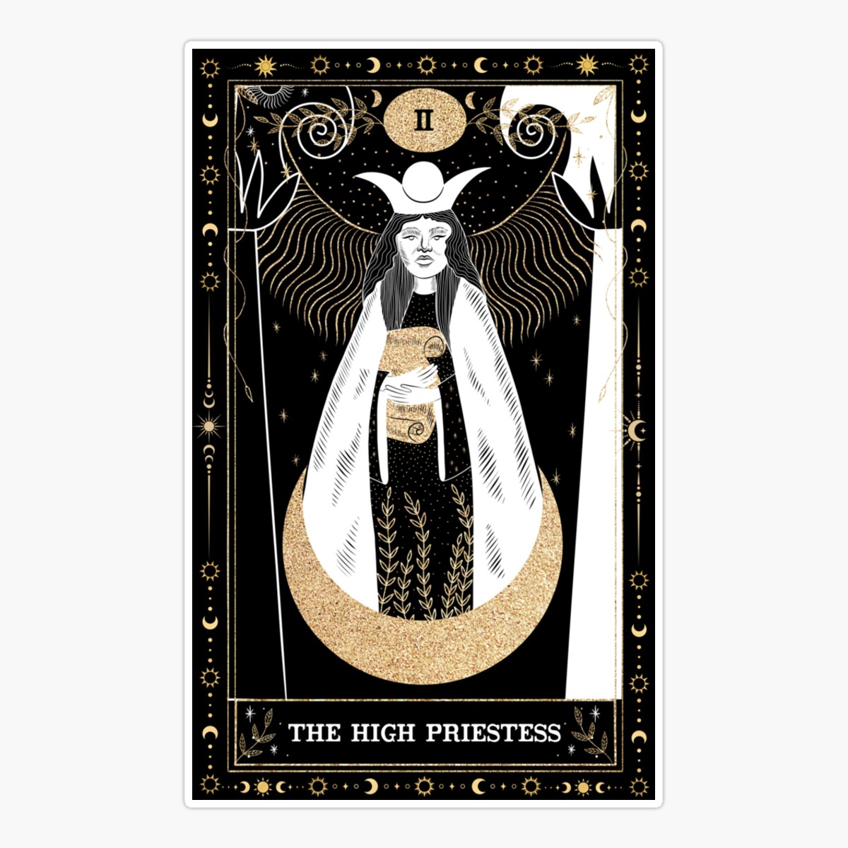 Maneki The High Priestess Tarot Card Sticker Phone Decal Water Bottle 