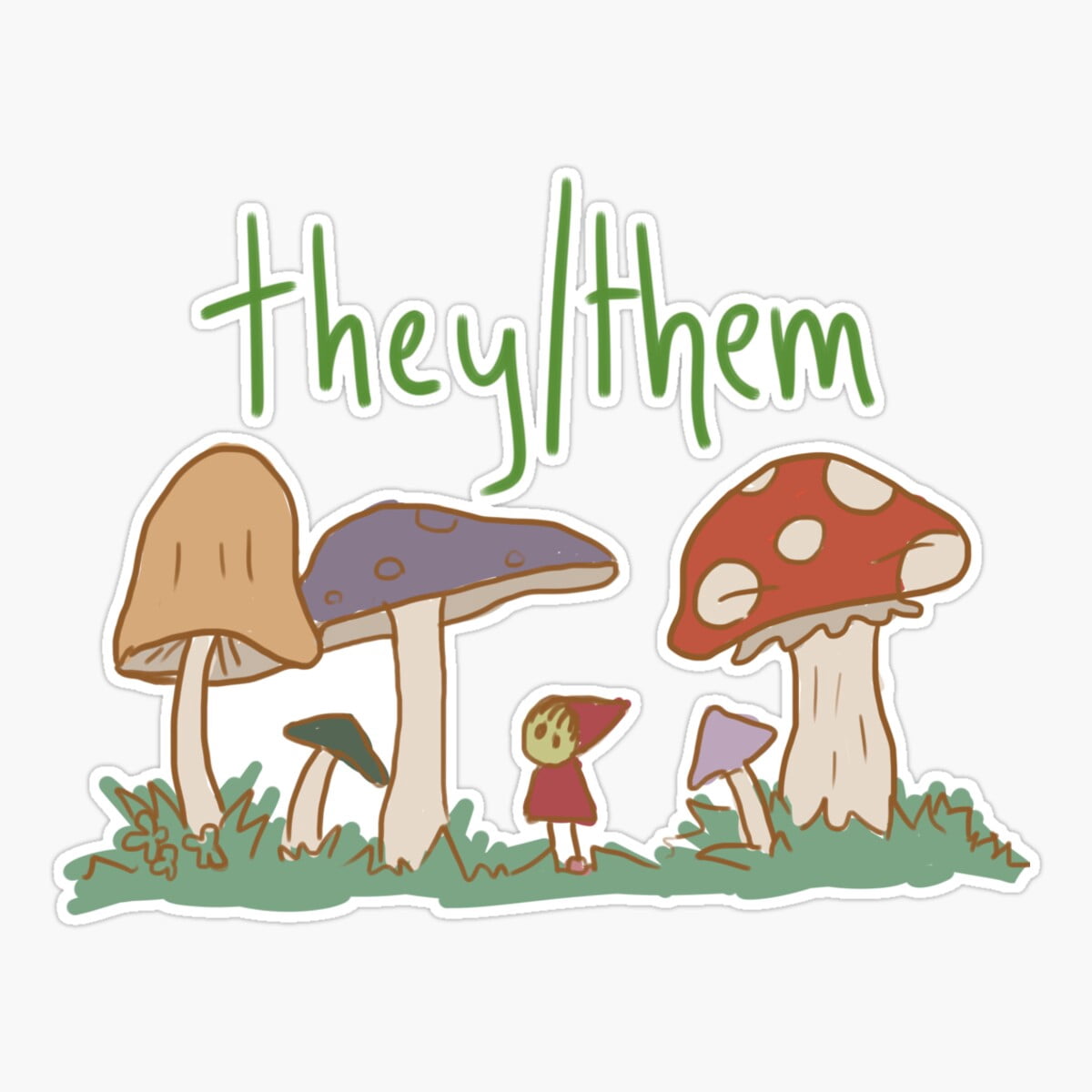 Maneki They/Them Pronouns: Mushroom Sticker, Phone Decal Water Bottle ...