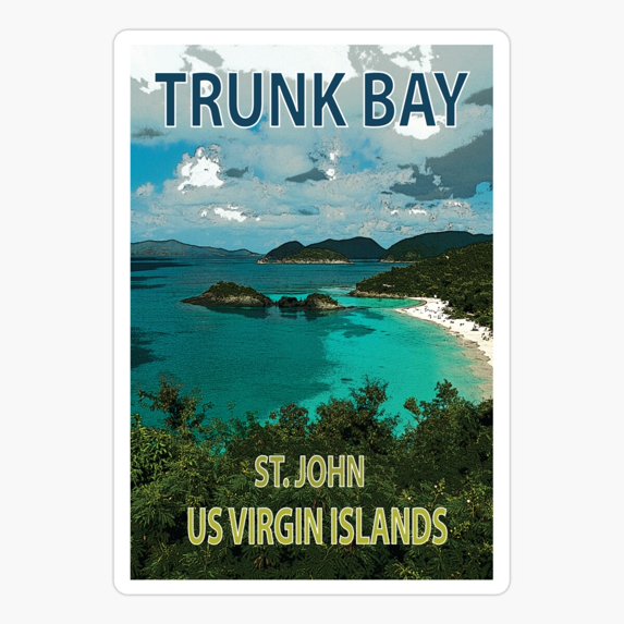 Maneki Trunk Bay, St. John Us Virgin Islands Sticker, Phone Decal Water Bottle Stickers Car Decals, Funny Birthday Gift