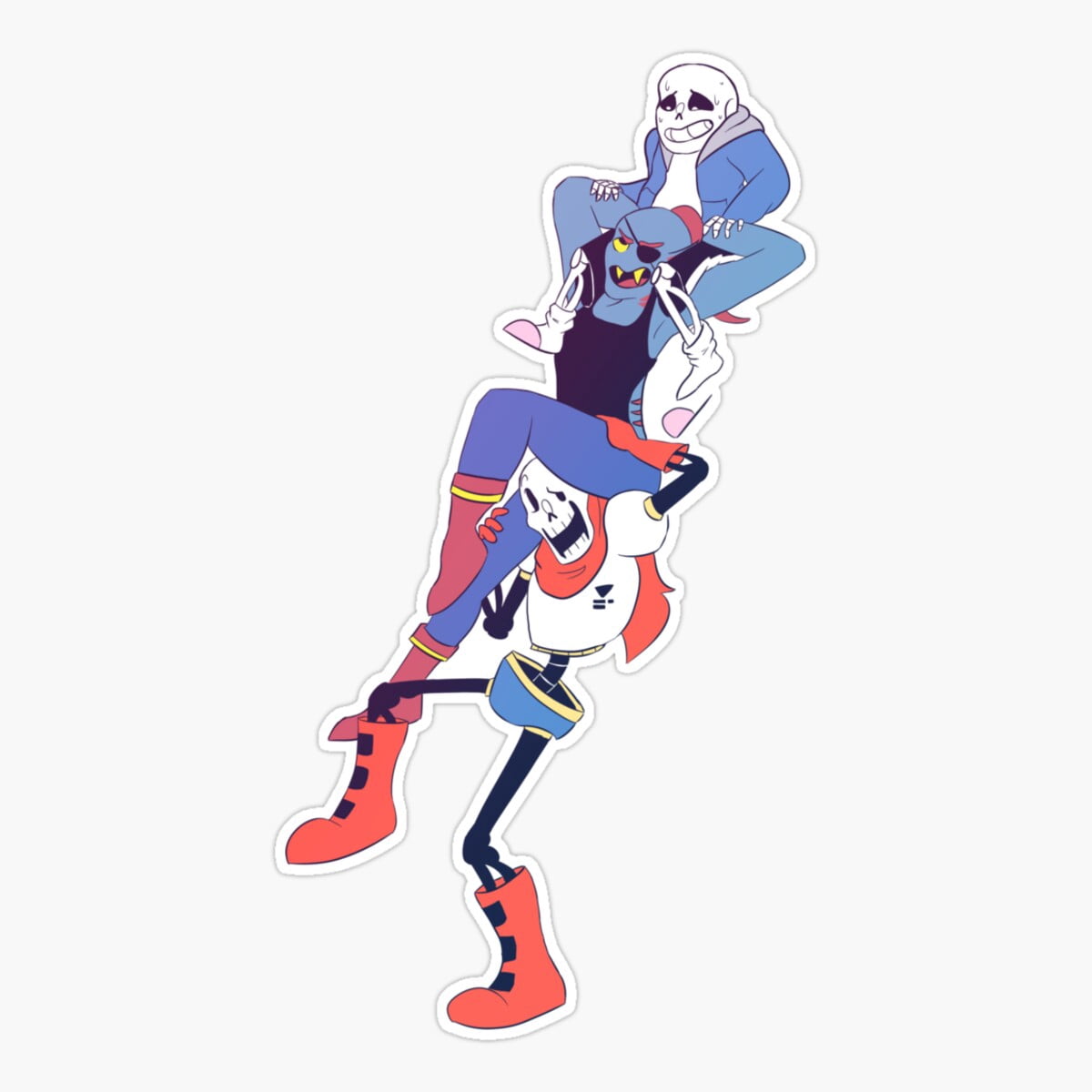 Maneki Undyne, Papyrus, And Sans Er, Phone Decal Water Bottle Stickers ...