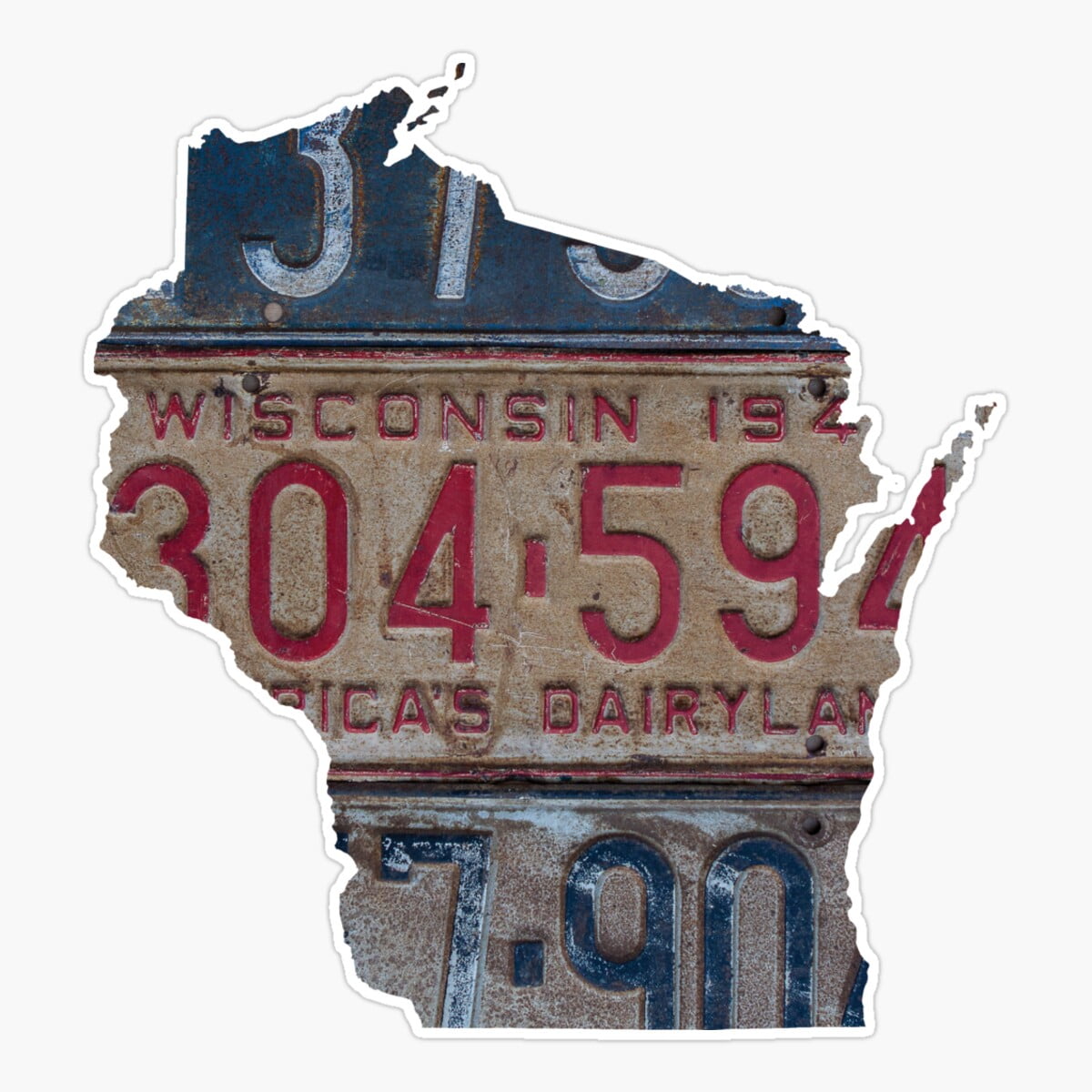 Maneki Vintage Wisconsin License Plates Sticker, Phone Decal Water ...