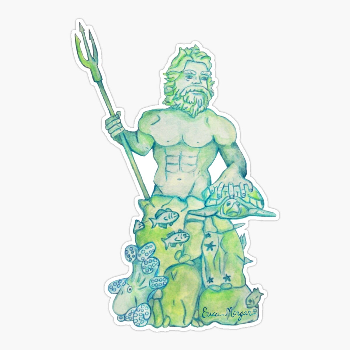 Maneki Virginia Beach King Neptune Sticker, Phone Decal Water Bottle ...