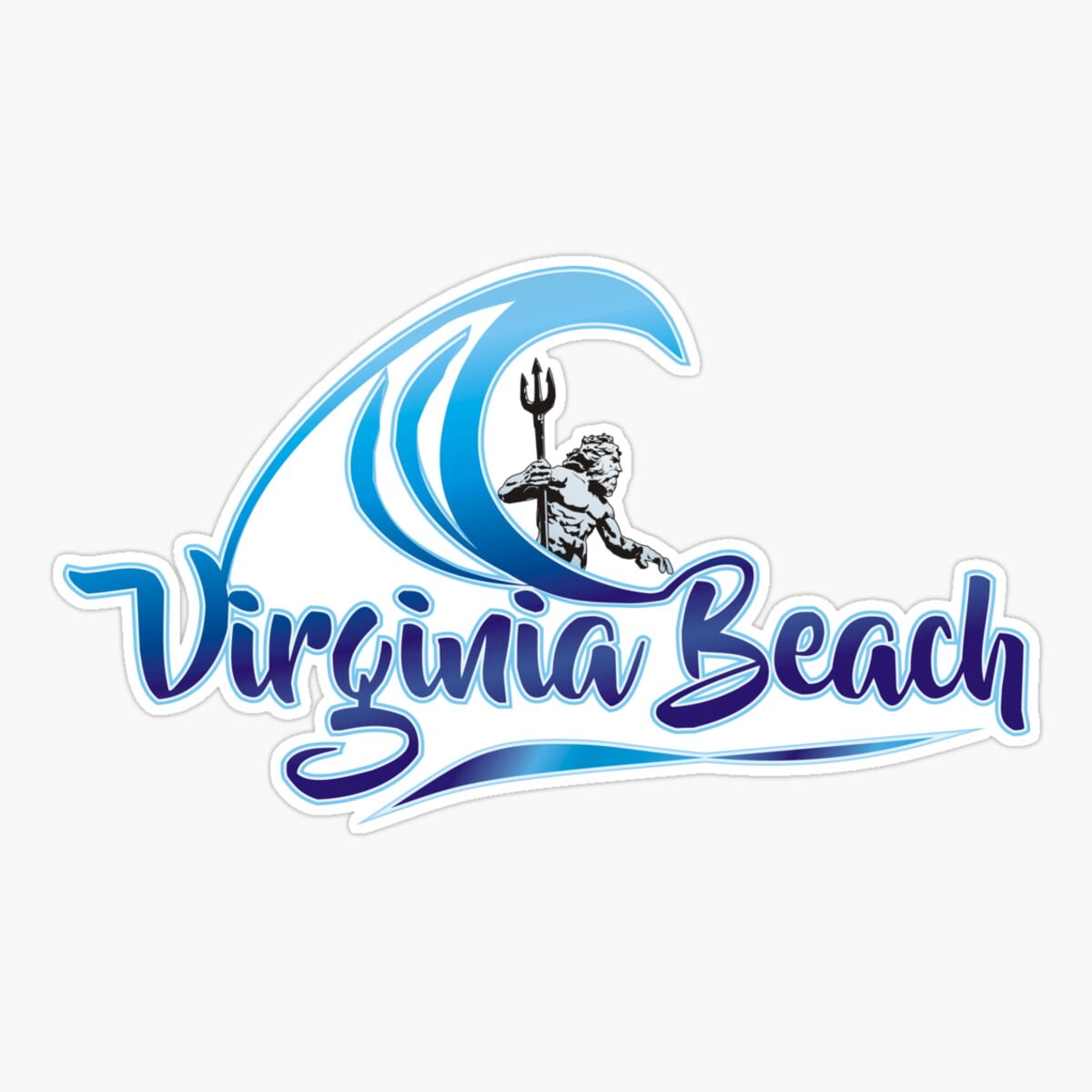 Maneki Virginia Beach King Neptune Wave Sticker, Phone Decal Water ...