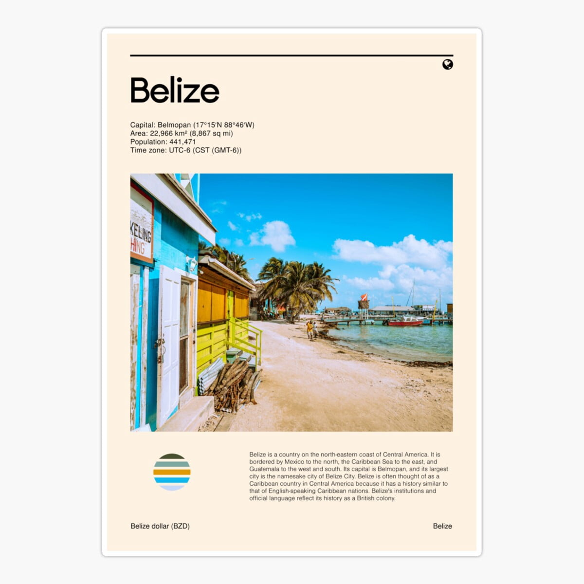 Maneki Visit Belize (Travel Poster) Sticker, Phone Decal Water Bottle ...
