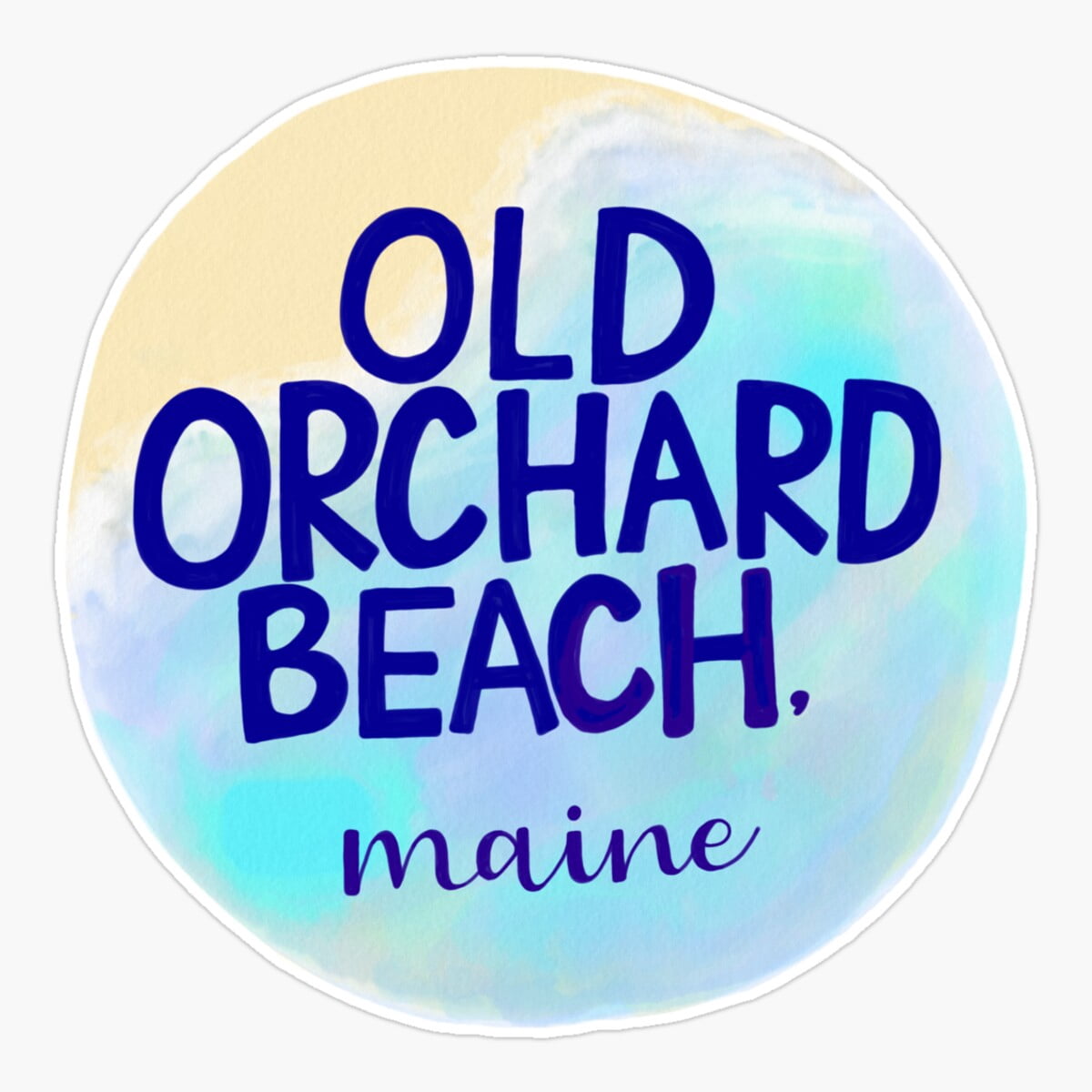 Maneki Watercolor Old Orchard Beach, Maine Sticker, Phone Decal Water ...