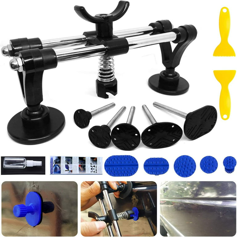 Manelord Auto Body Repair Tool Kit, Car Dent Puller with Double Pole Bridge  Dent Puller, Glue Puller Tabs, Glue Shovel for Auto Dent Removal, Minor