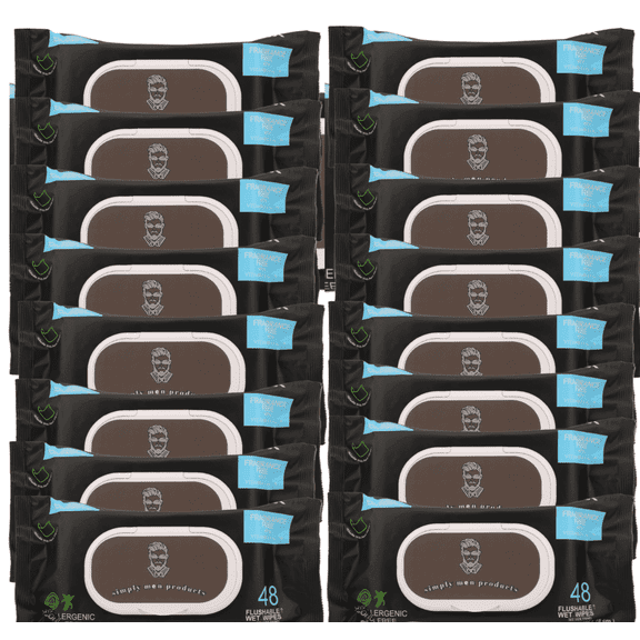 Manely Extra-thick Disposable Flushable Wet Wipes with Masculine, Clean Scent, 48 Wipes, 16Pack