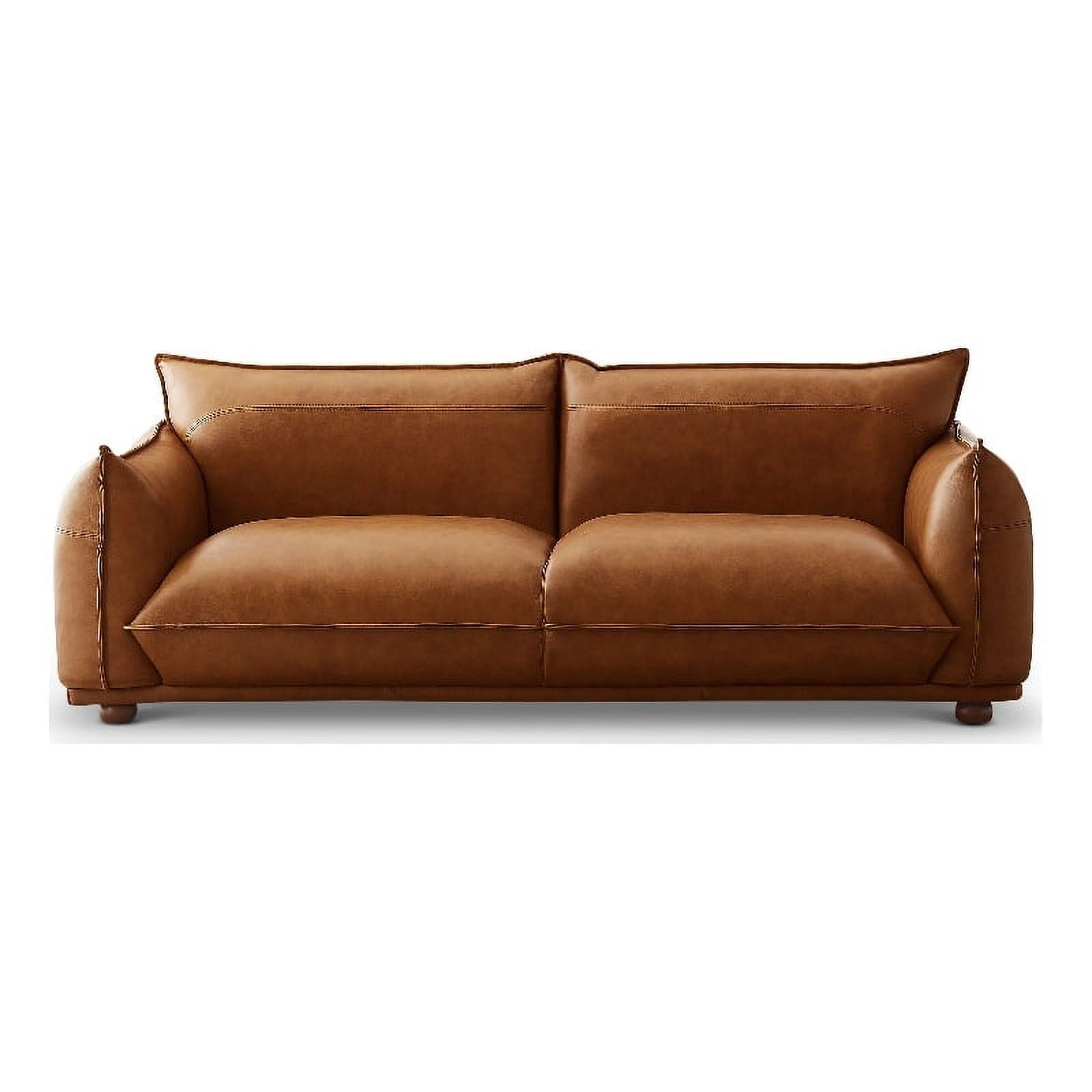 Maner MidCentury Modern Luxury Living Room Couch in Cognac Tan Leather
