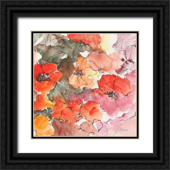 Manero, Annie 26x26 Black Ornate Wood Framed with Double Matting Museum Art Print Titled - Floraison rouge