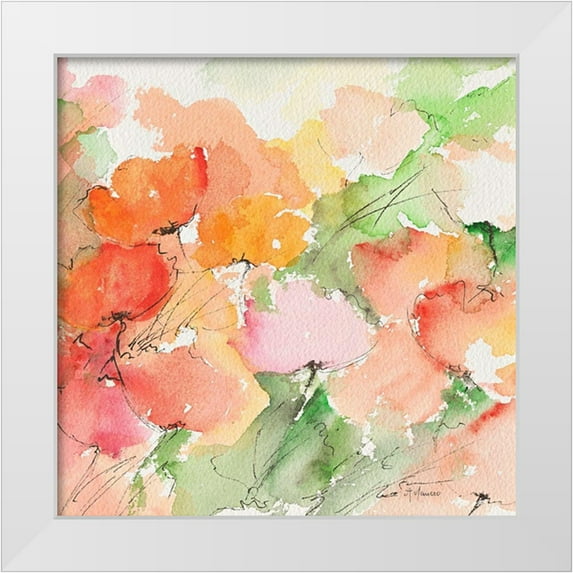 Manero, Annie 26x26 White Modern Wood Framed Museum Art Print Titled - Coquelicots