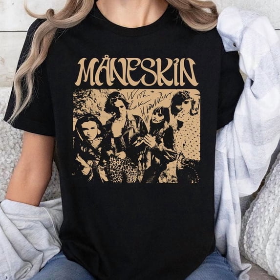 Maneskin T-Shirt,Rush World Tour, Rock Band Tee, Men's And Women's Graphic Tee 100% Cotton by TBun, Full Sizes S-5XL
