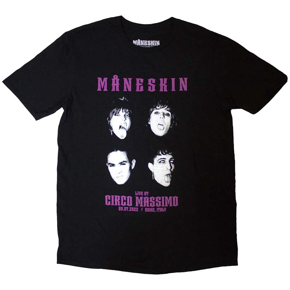 Maneskin Unisex T-Shirt: Live At Circo Massimo 2022 Faces (Ex-Tour